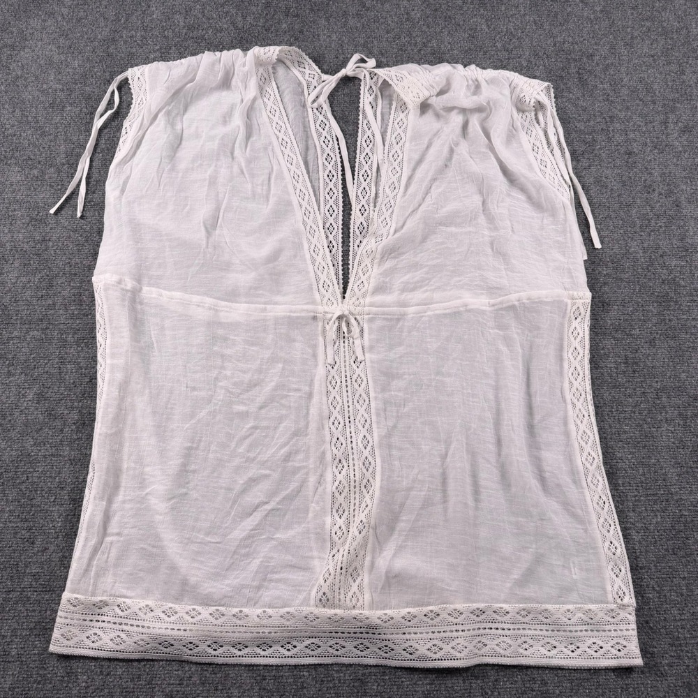 Freya Swim Cover Up Womens Medium White Sundance Lace Trim V-Neck Beach AS201590